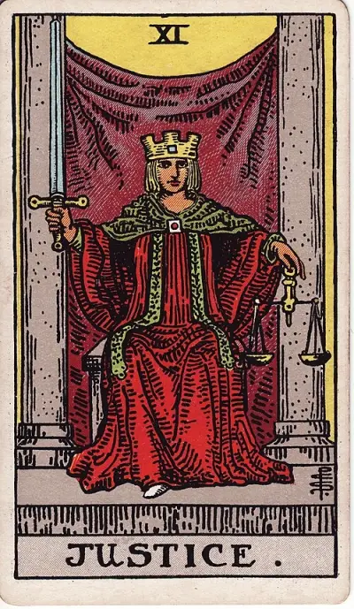 Справедливость — Justice tarot card (Rider–Waite–Smith)