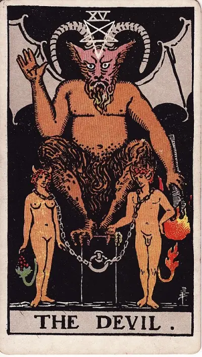 The Devil — The Devil tarot card (Rider–Waite–Smith)
